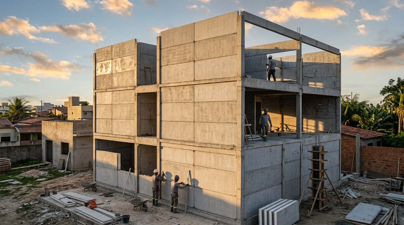 Arquitetura contemporânea em concreto, referência de escala e precisão construtiva